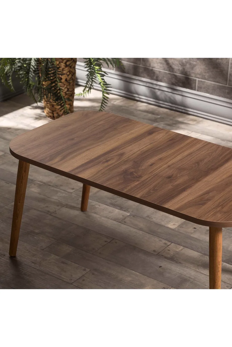 Ensemble table basse et tables gigognes rectangulaire pieds en bois tournés - noyer