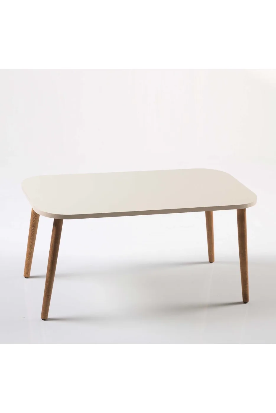 Rectangular Coffee & Nesting Table Set Turned Wooden Legs - White Marble Effect