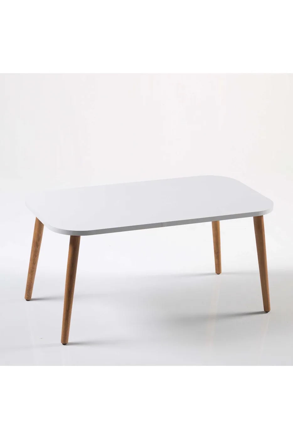 Rectangular Coffee & Nesting Table Set Turned Wooden Legs - White