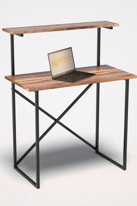 Multi-Purpose Desk with Front Shelf - Walnut