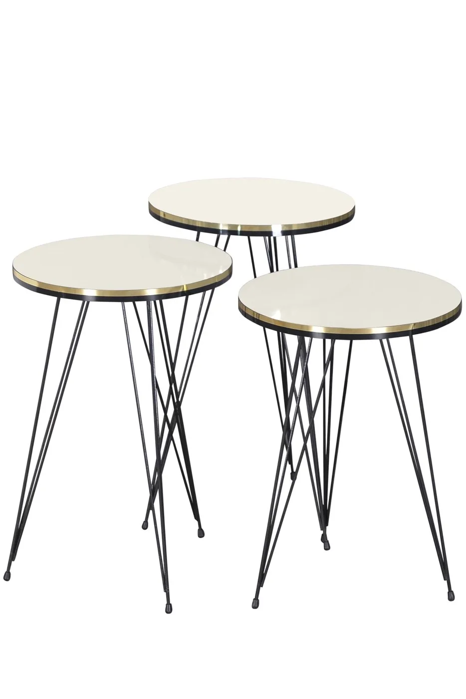 Black Wire Leg Oval 4-Piece Table Set - Cream