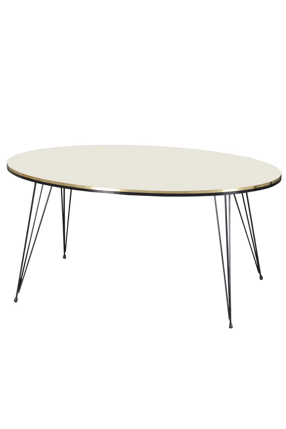 Black Wire Leg Oval 4-Piece Table Set - Cream