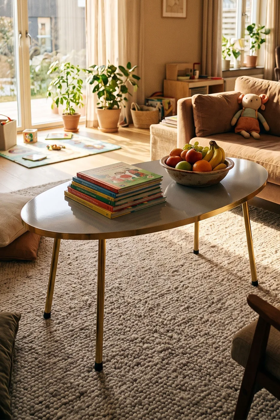 Oval Coffee Table Gold Metal Legs - White