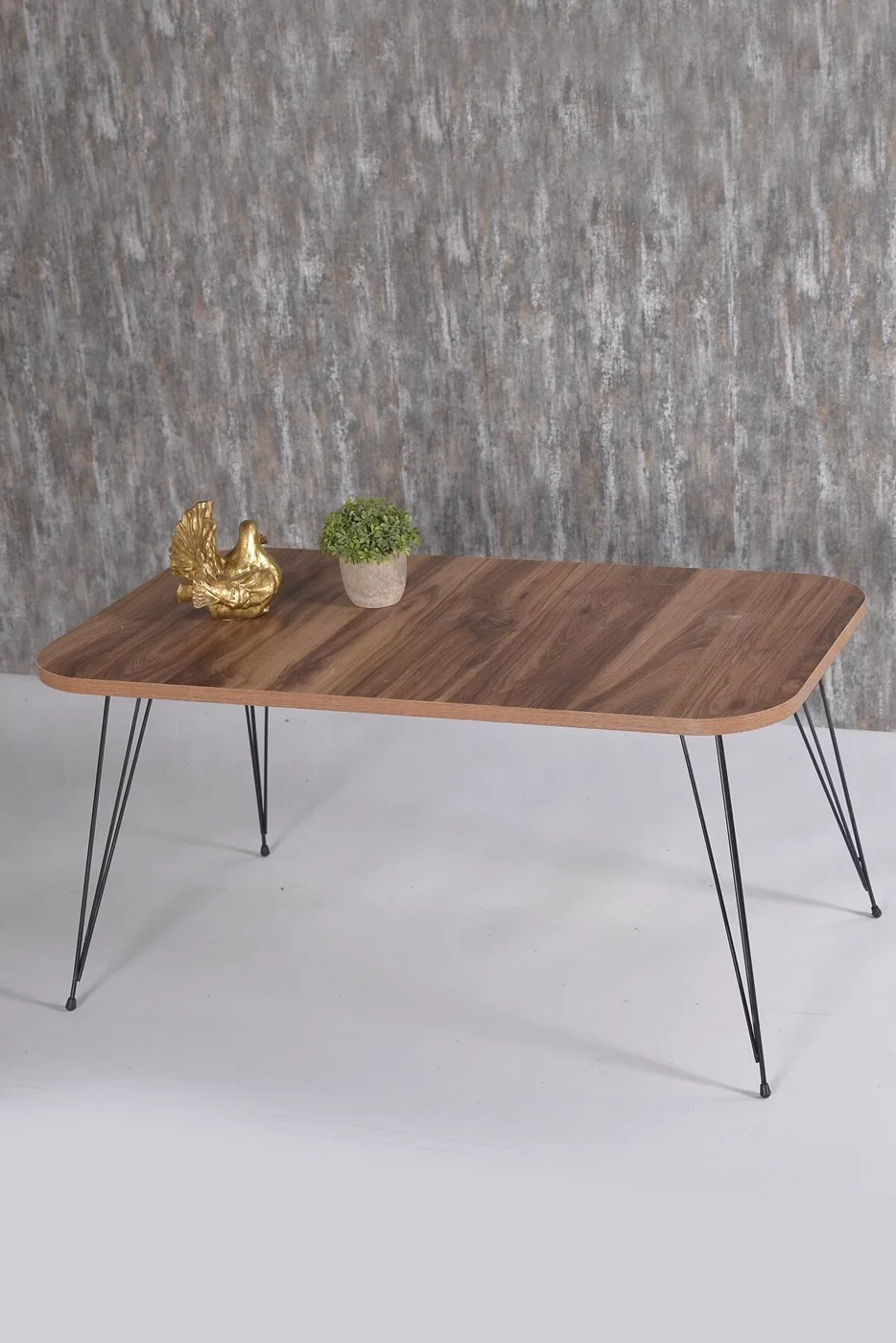 Rectangular 4-Piece Table Set Wire Legs - Walnut