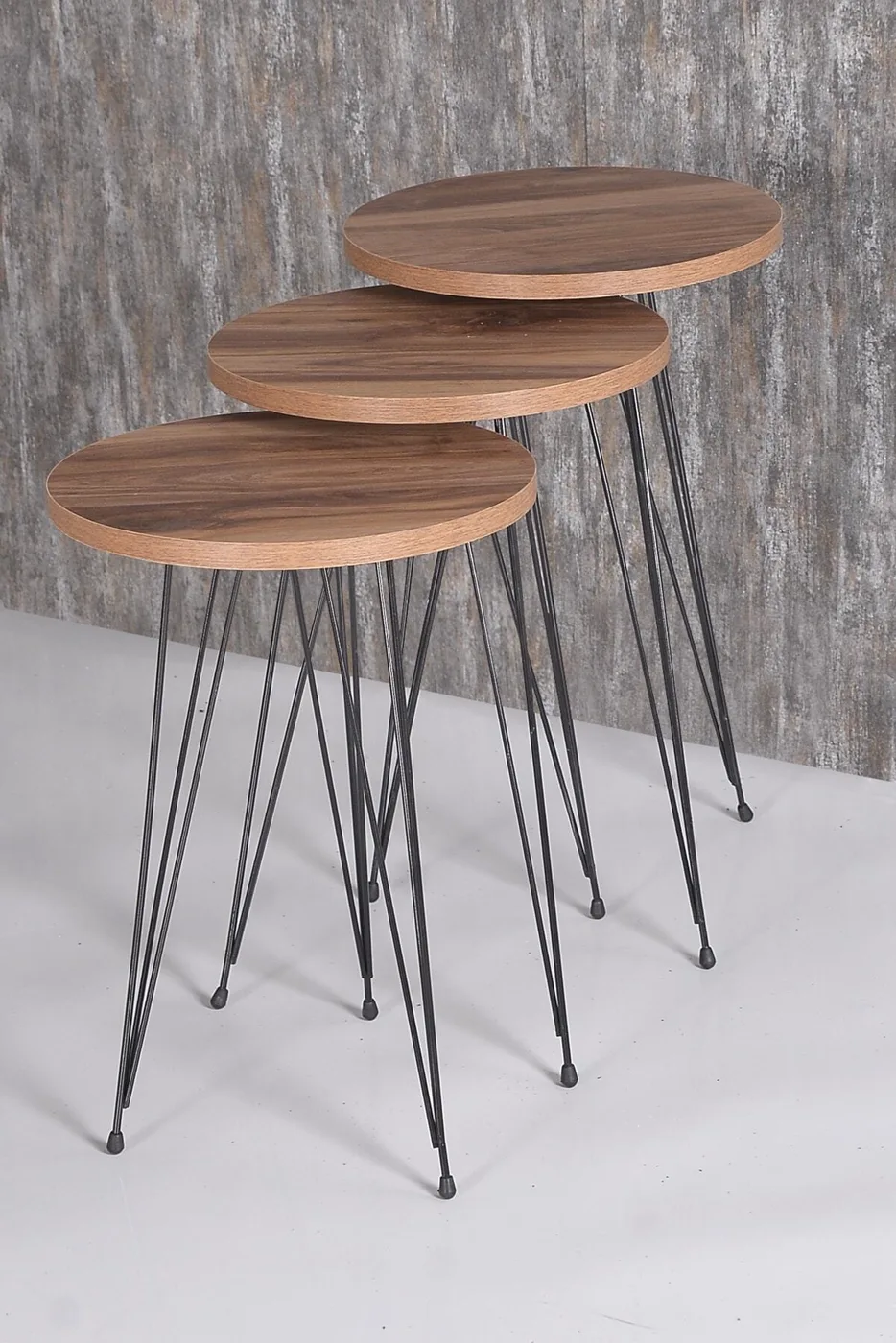 Rectangular 4-Piece Table Set Wire Legs - Walnut