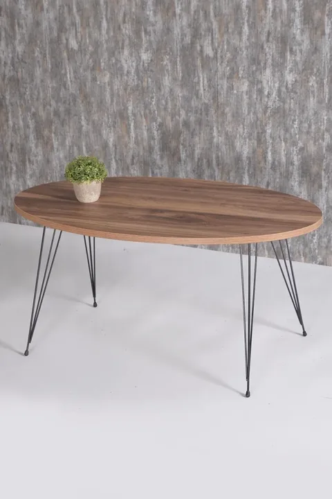 Round 4-Piece Table Set Wire Legs - Walnut