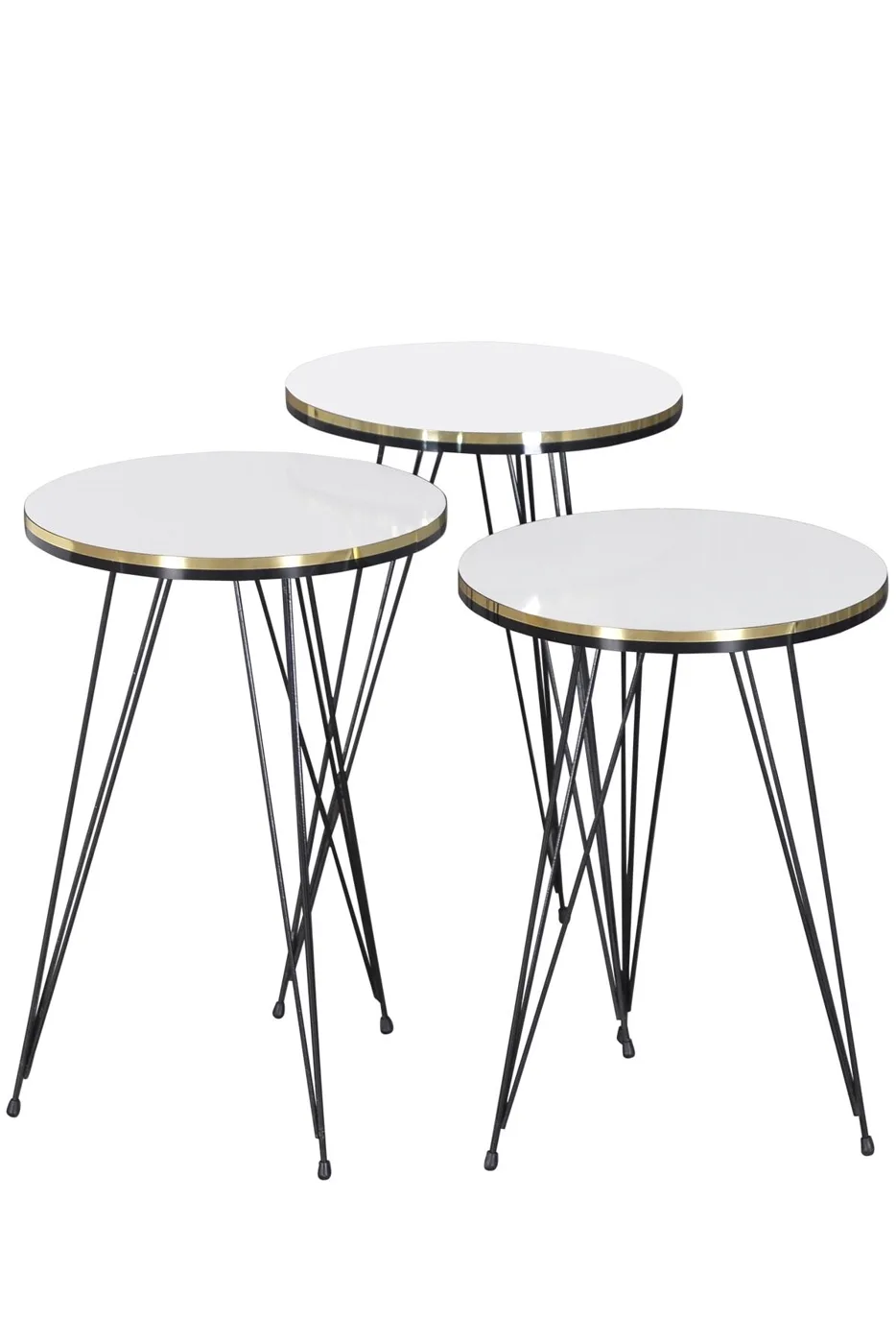 Black Wire Leg Oval 4-Piece Table Set - White