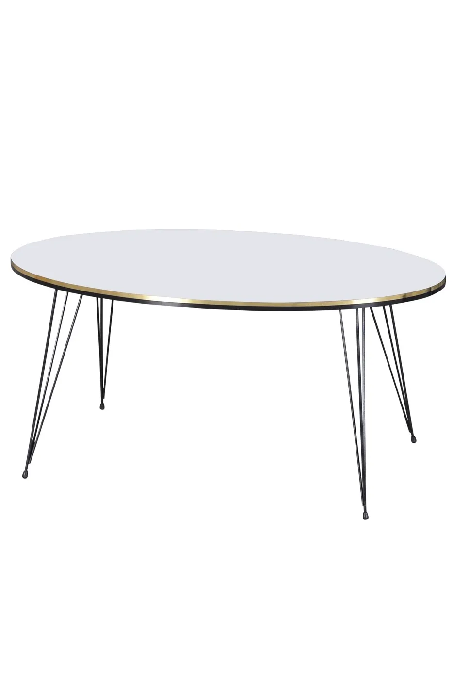 Black Wire Leg Oval 4-Piece Table Set - White