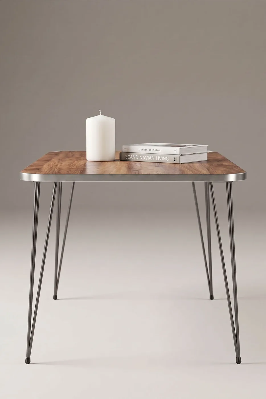 Rectangular Coffee Table Gold Wire Legs - Walnut
