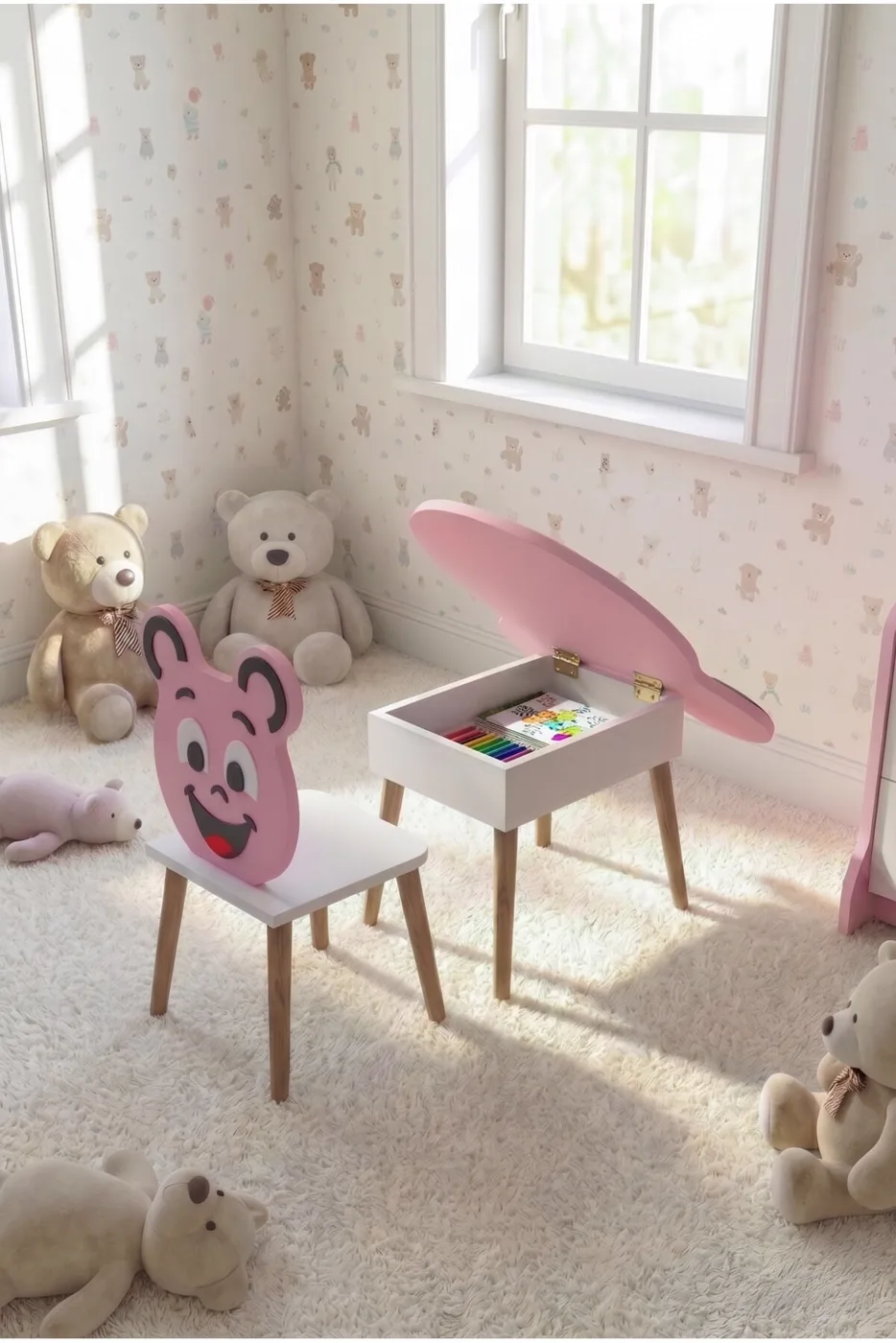 MD Happy Face Table and Chair Set, Pink