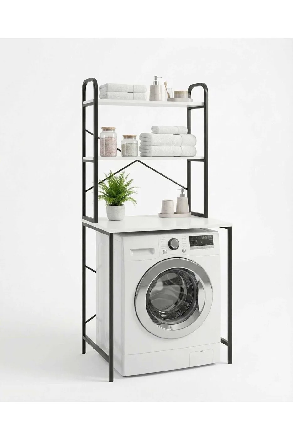 MD Washing Machine Top Shelf, Black 70 cm