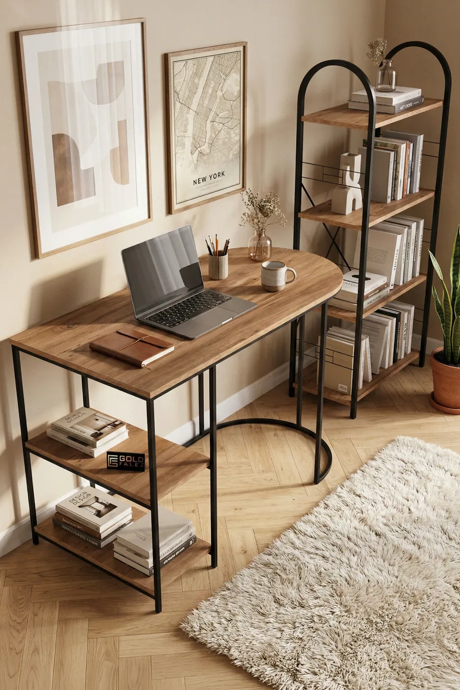 MD Desk and Bookcase Set, Atlantic Pine
