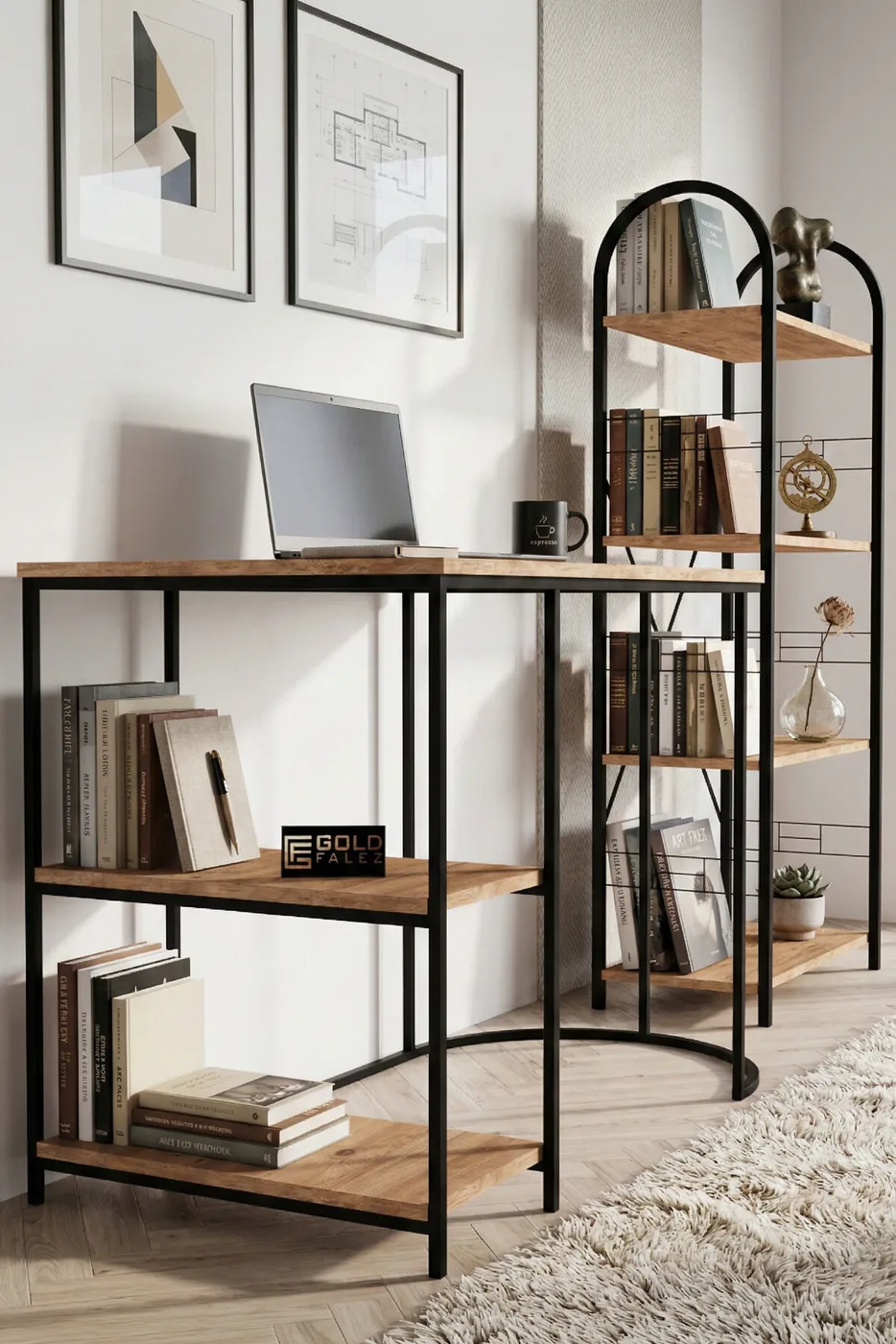 MD Desk and Bookcase Set, Atlantic Pine