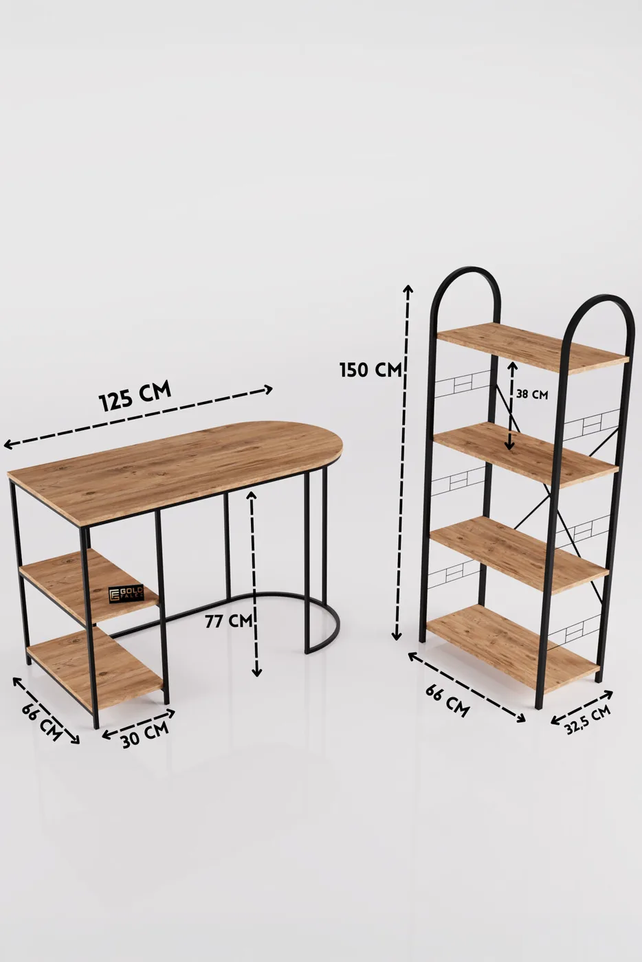 MD Desk and Bookcase Set, Atlantic Pine