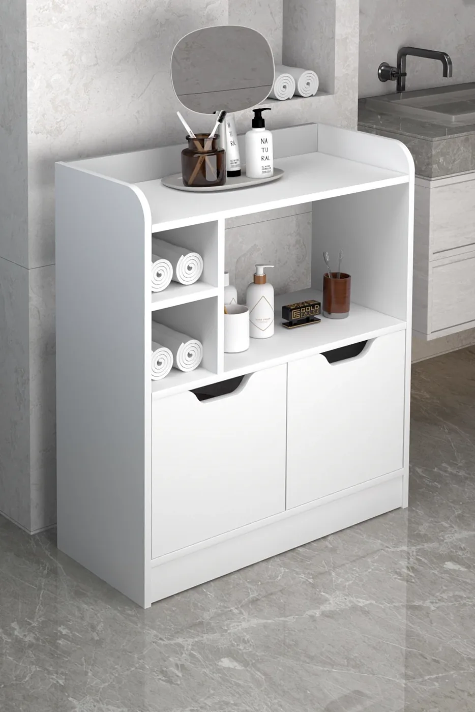 Ilkal Multi-Purpose Bathroom Cabinet White 86 cm