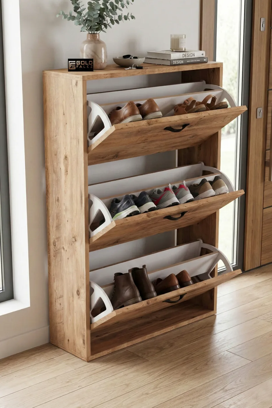 MD Drop-Down Door Shoe Cabinet Brown 74 cm