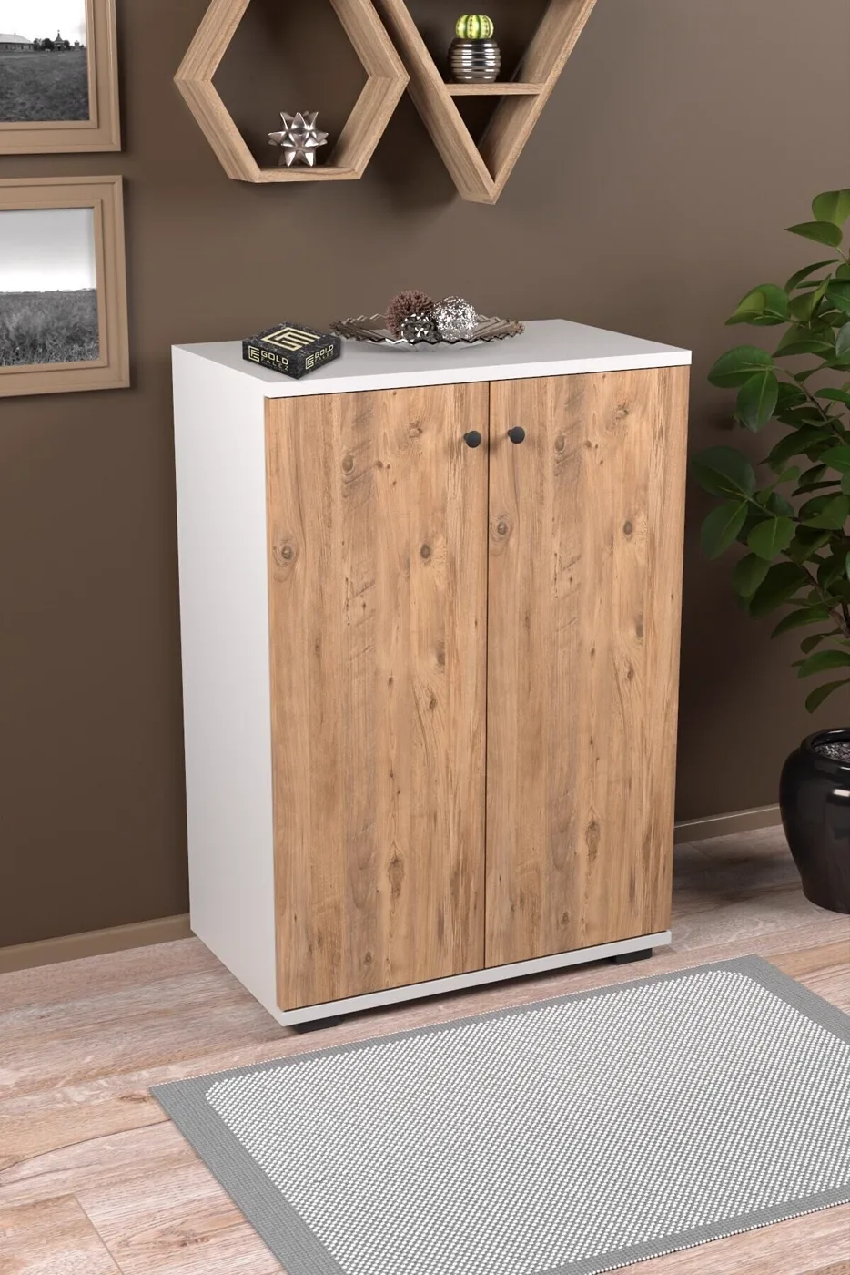 MD Door Shoe Cabinet Pine White 86 cm