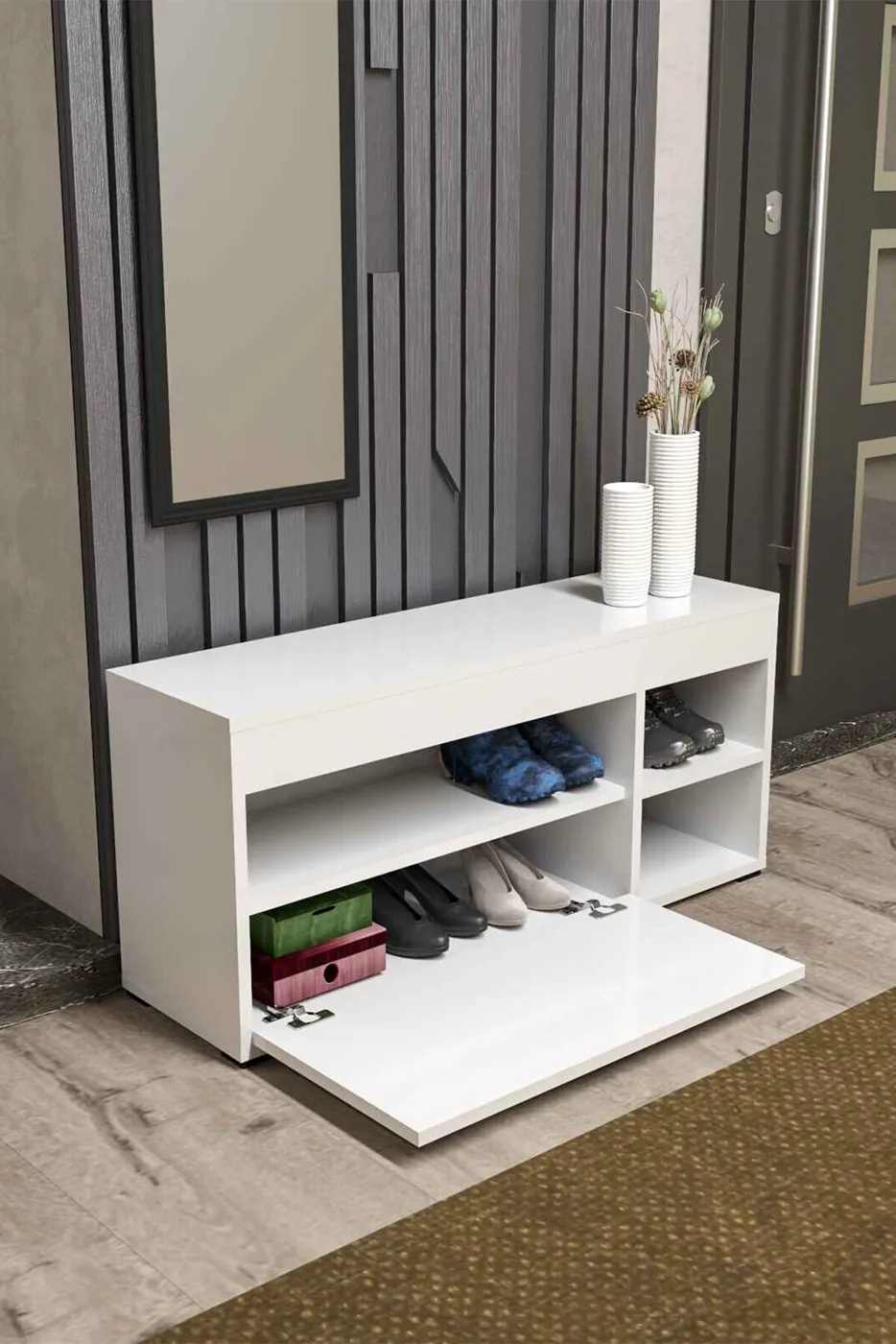 MD Shoe Cabinet White 90 cm