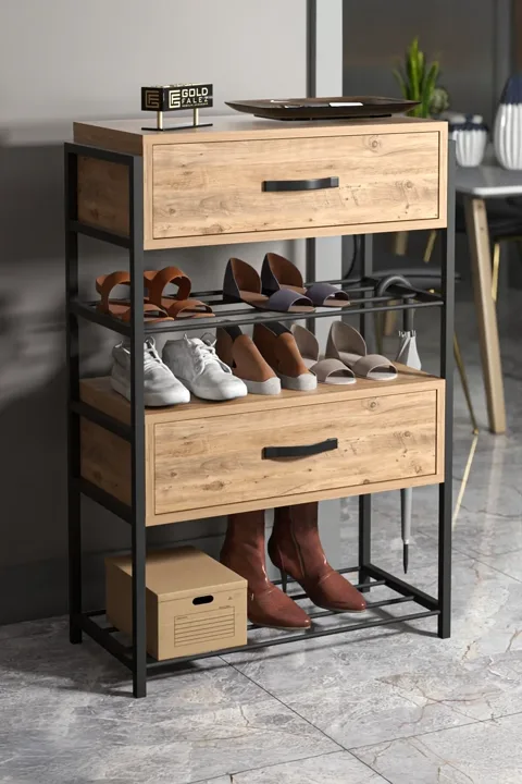 MD Wooden Shoe Cabinet with Doors, Brown