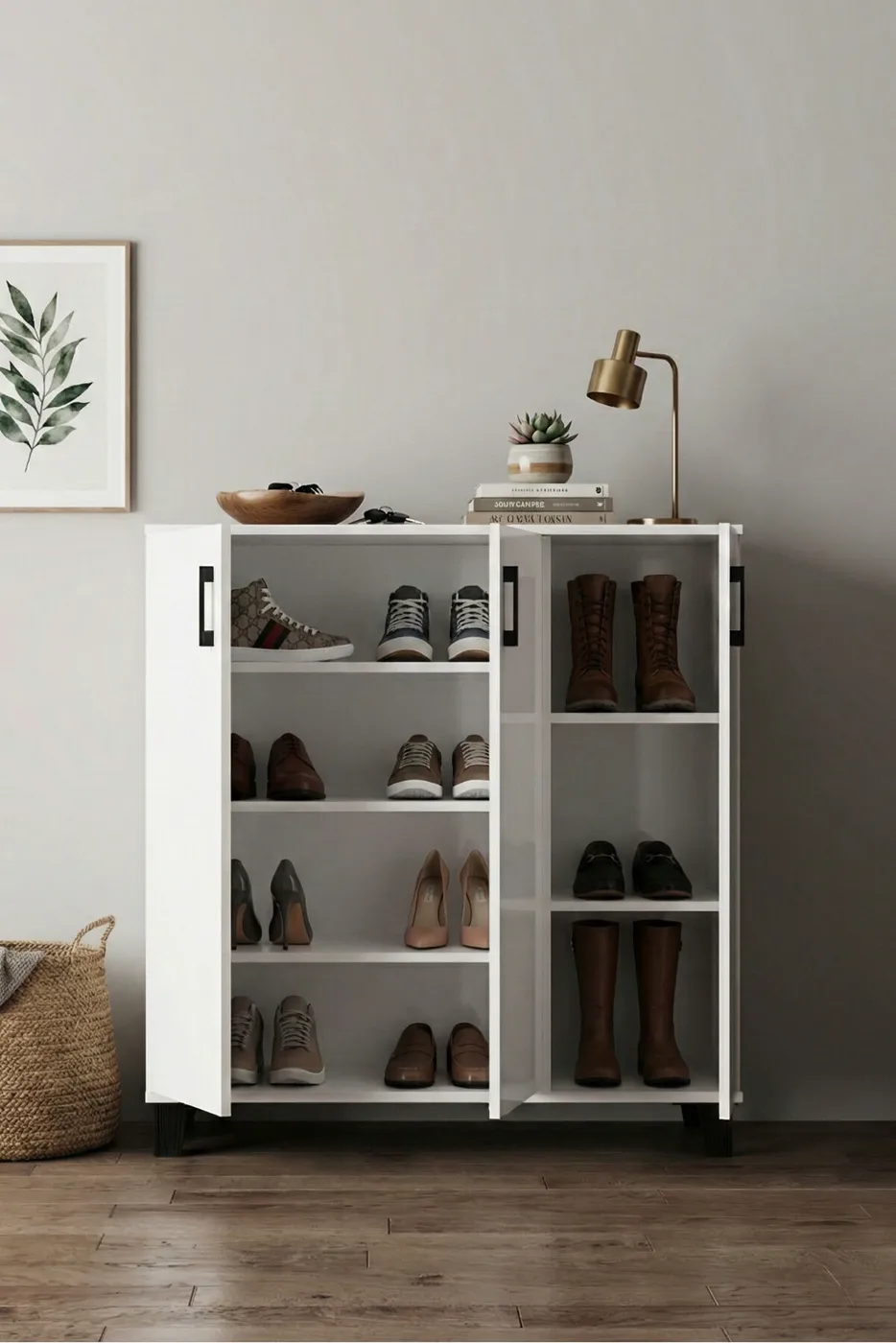 MD White Shoe Cabinet 105 cm