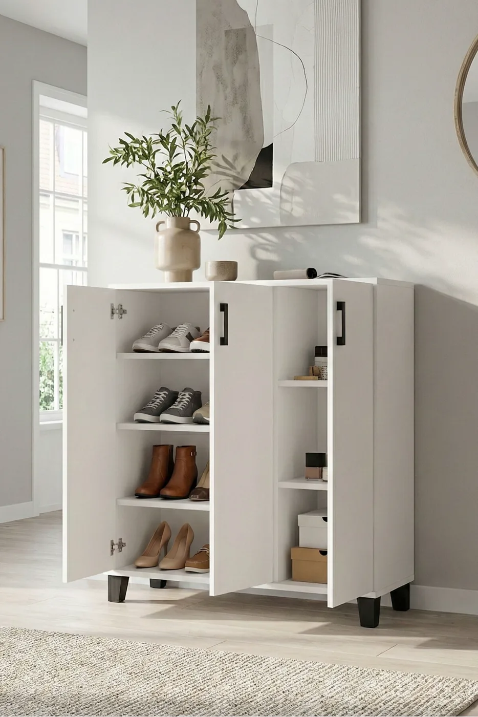 MD White Shoe Cabinet 105 cm