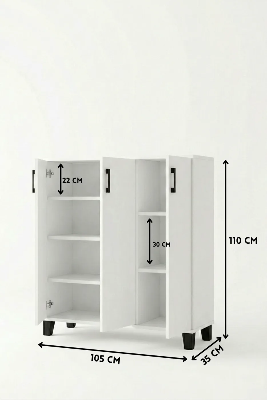 MD White Shoe Cabinet 105 cm
