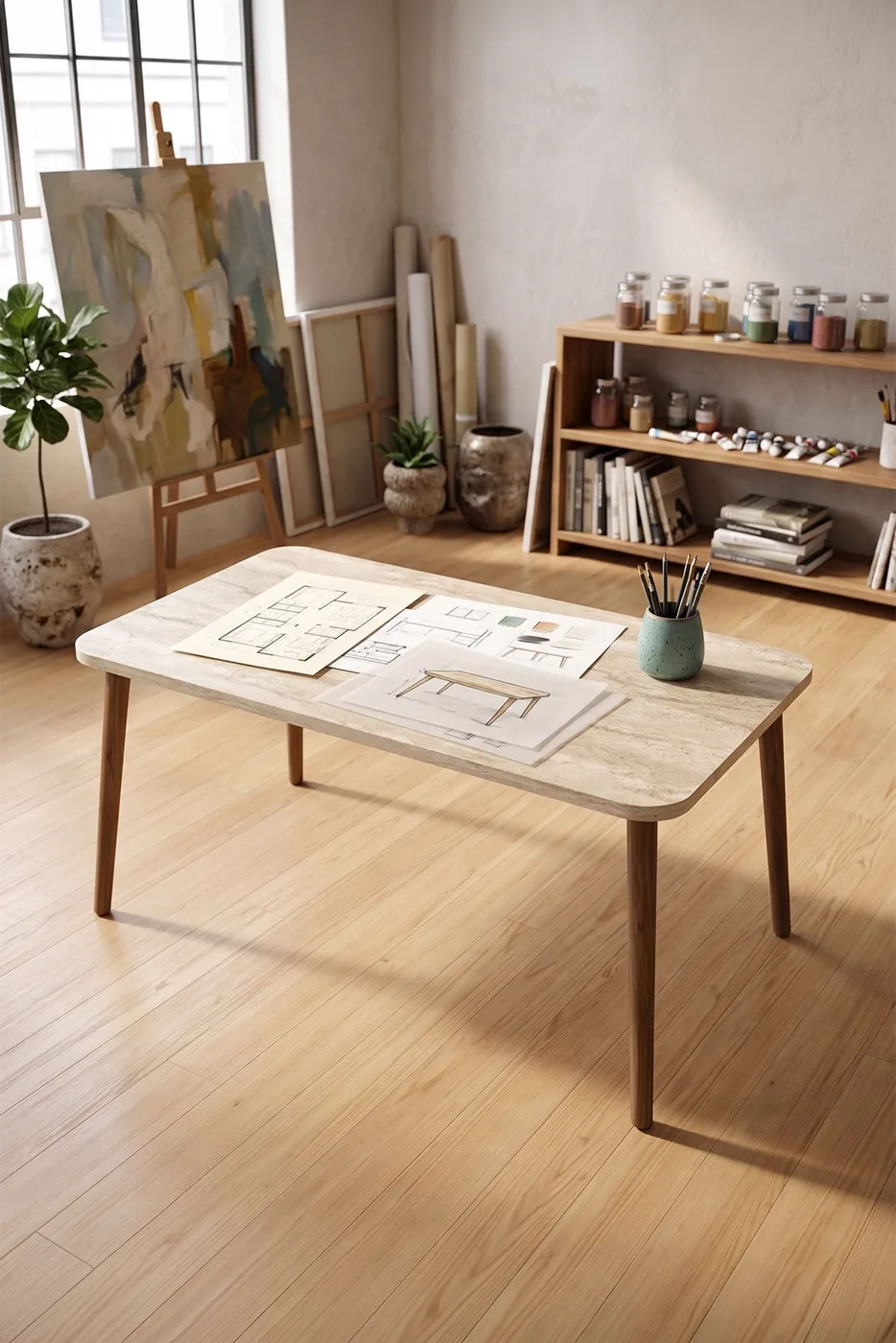 MD Turned Leg Square Coffee Table, Ecru