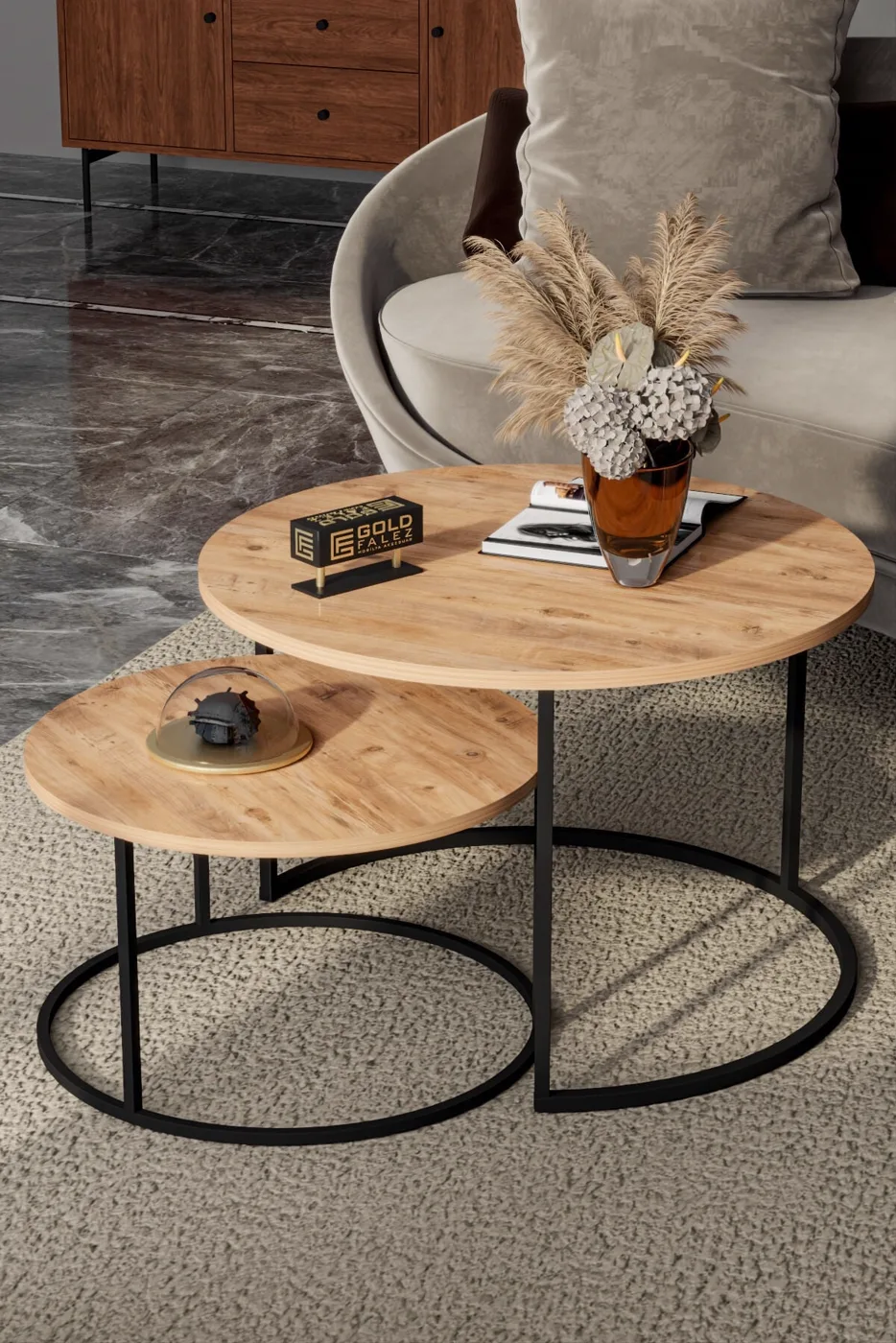 MD Bade 2-Piece Coffee Table Brown