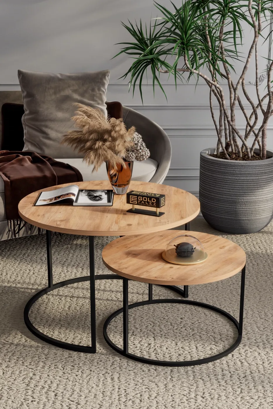MD Bade 2-Piece Coffee Table Brown