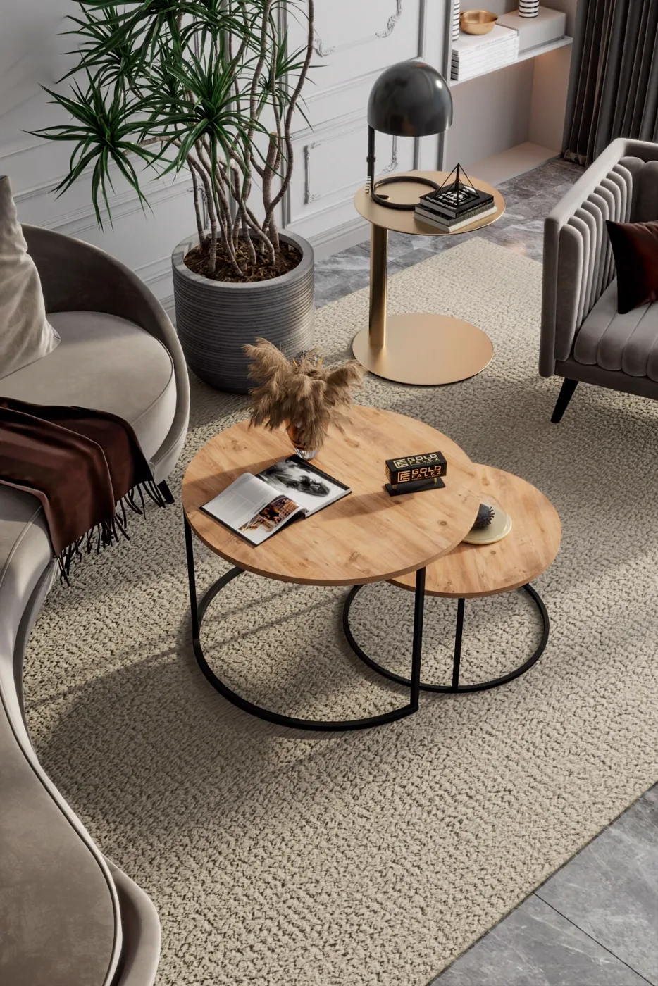 MD Bade 2-Piece Coffee Table Brown
