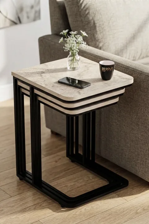 MD Wheeled C Nesting Table Ecru 3-Piece