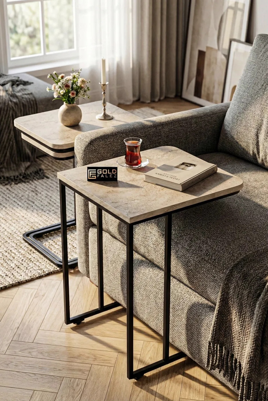 MD Wheeled C Nesting Table Ecru 3-Piece