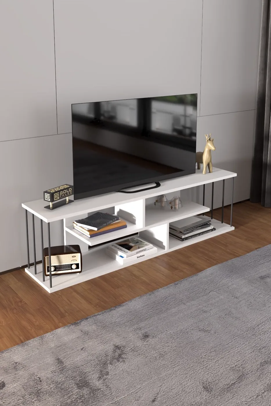 MD Gzd TV Unit White 140 cm