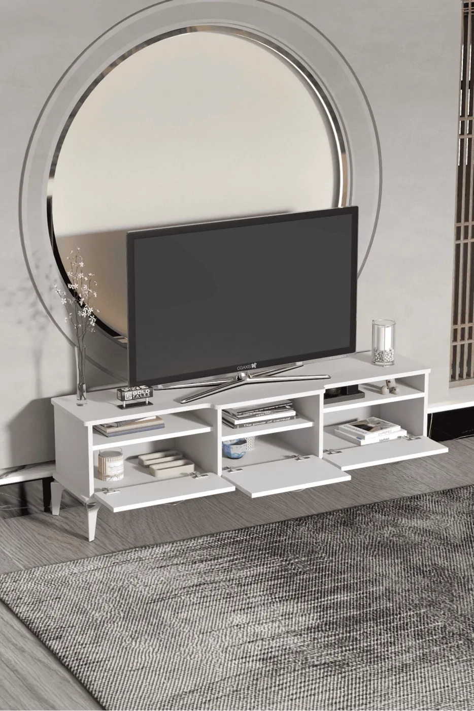 MD Mistral Silver TV Unit White