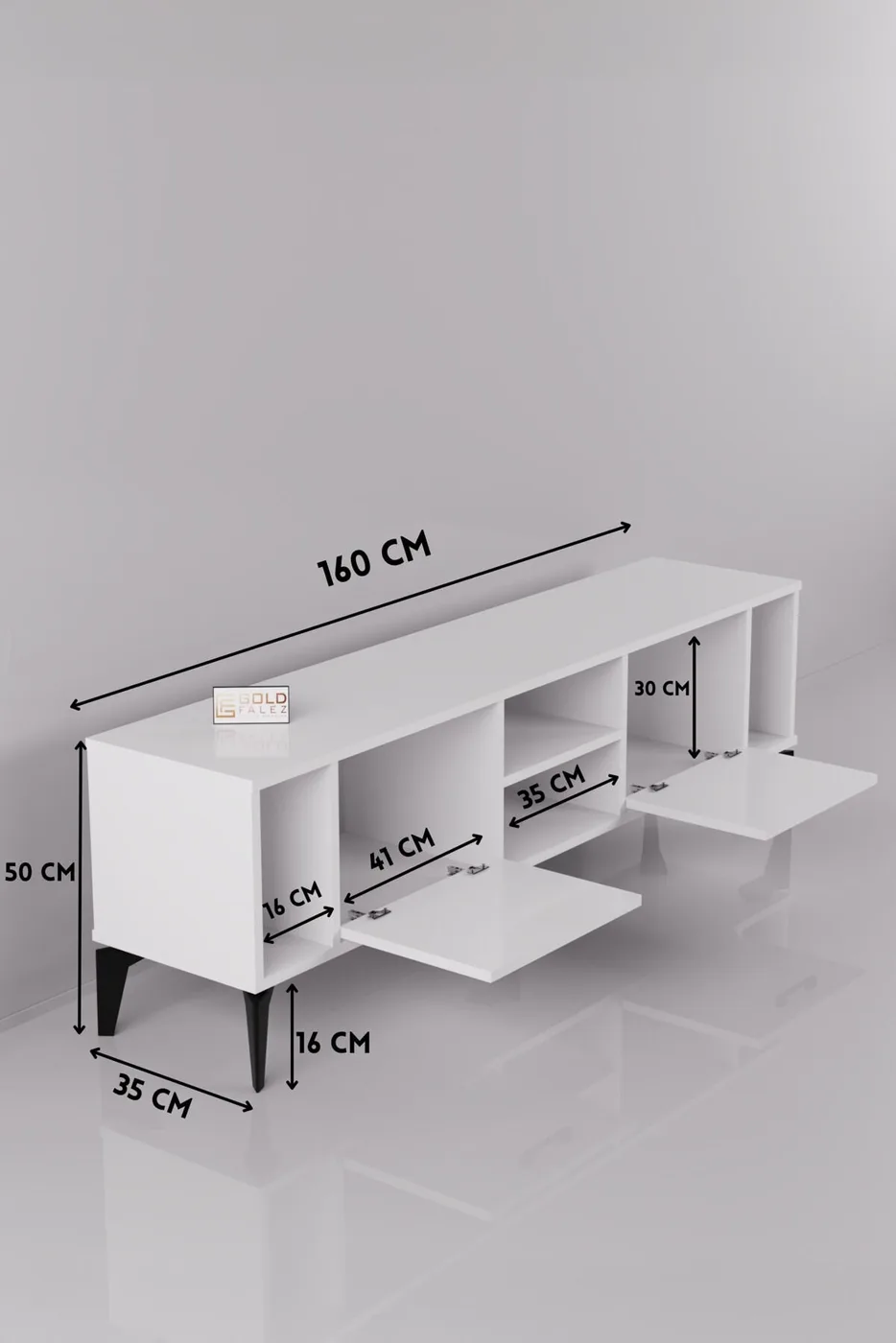 MD Linya TV Table Melamine-faced Chipboard White 160x35 cm