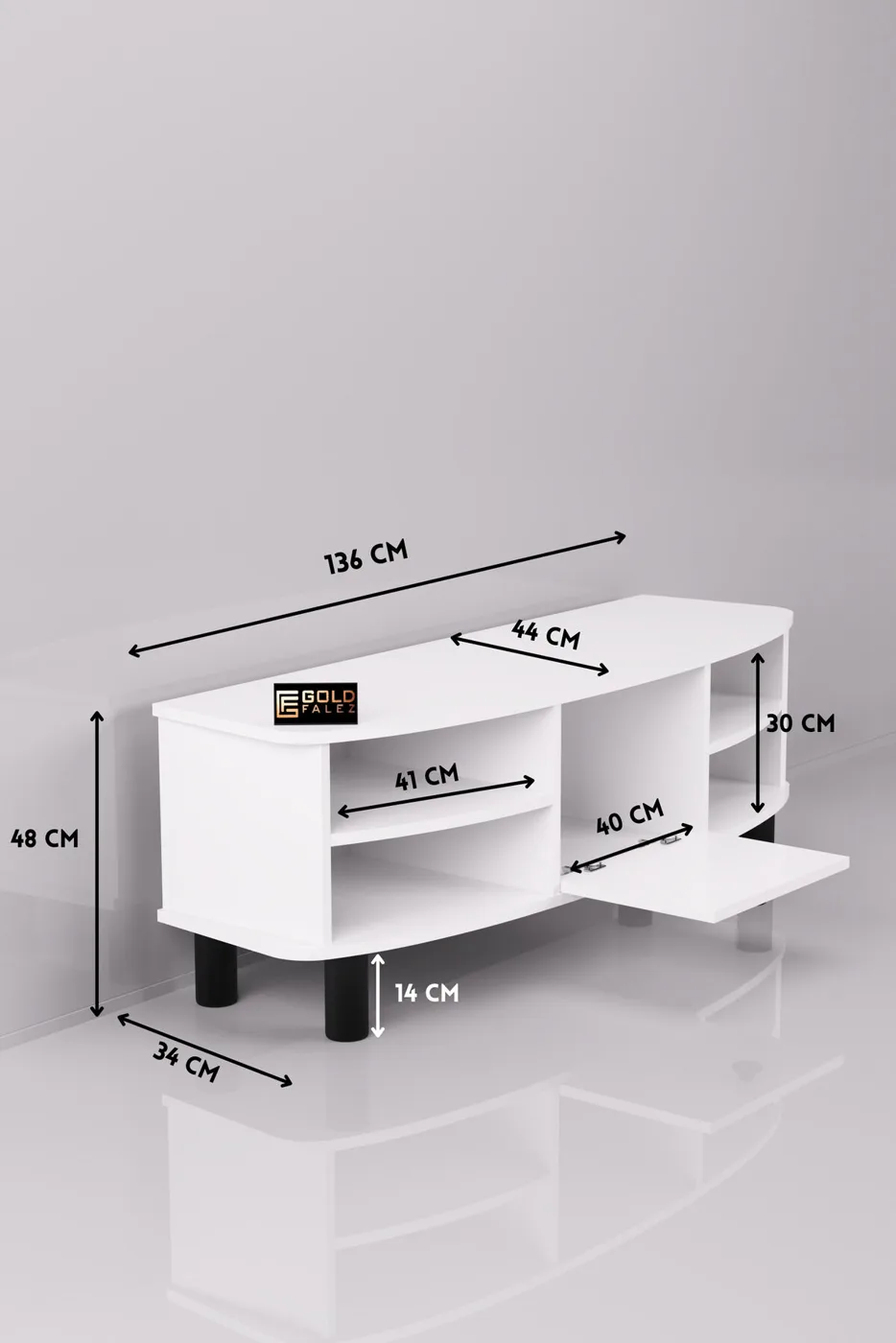 Vienna TV Sehpası Suntalam Beyaz 136x44 cm