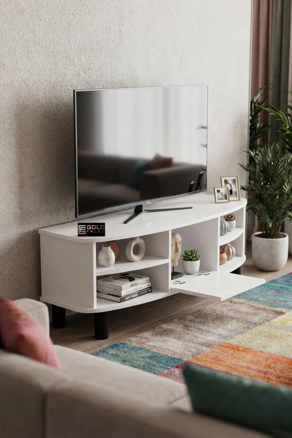 Vienna TV Sehpası Suntalam Beyaz 136x44 cm