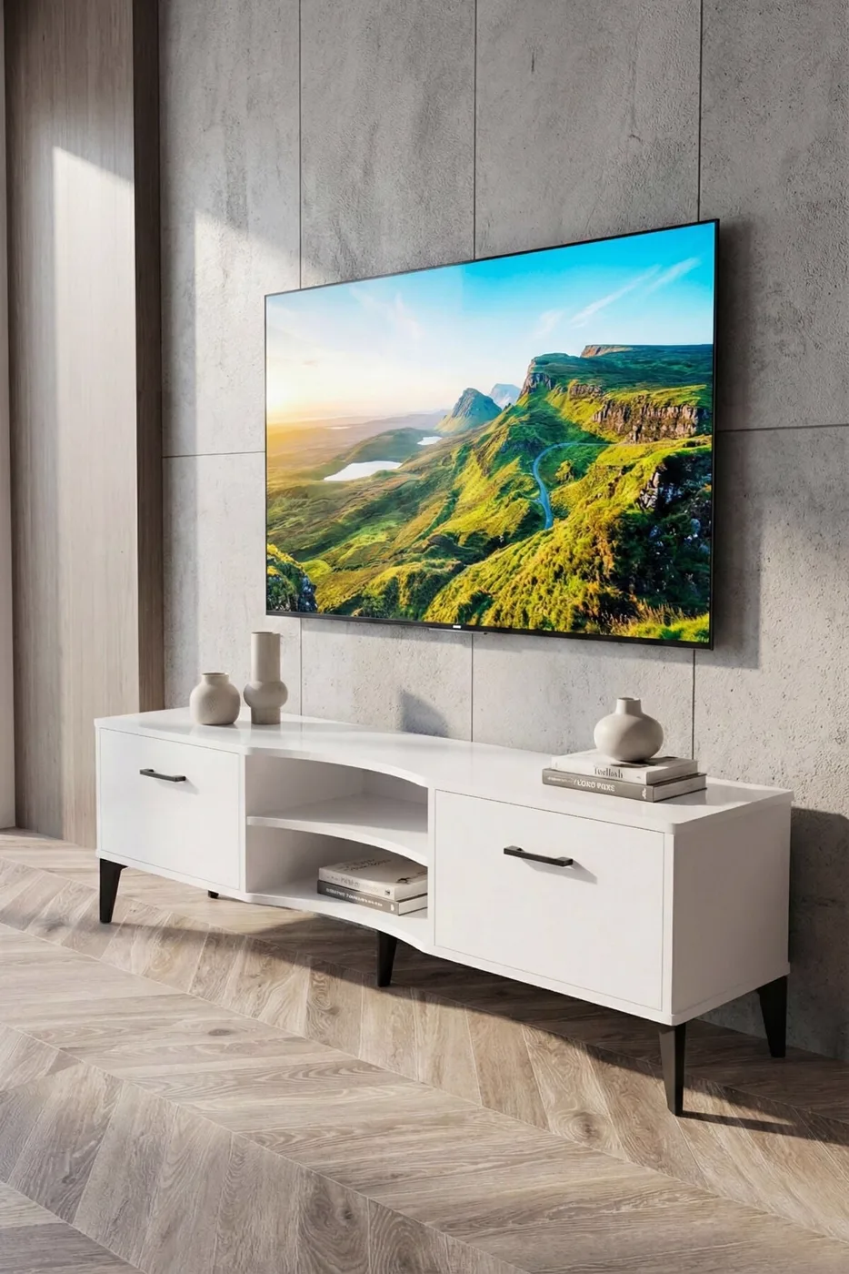 Vera TV Sehpası Suntalam Beyaz 160x35 cm