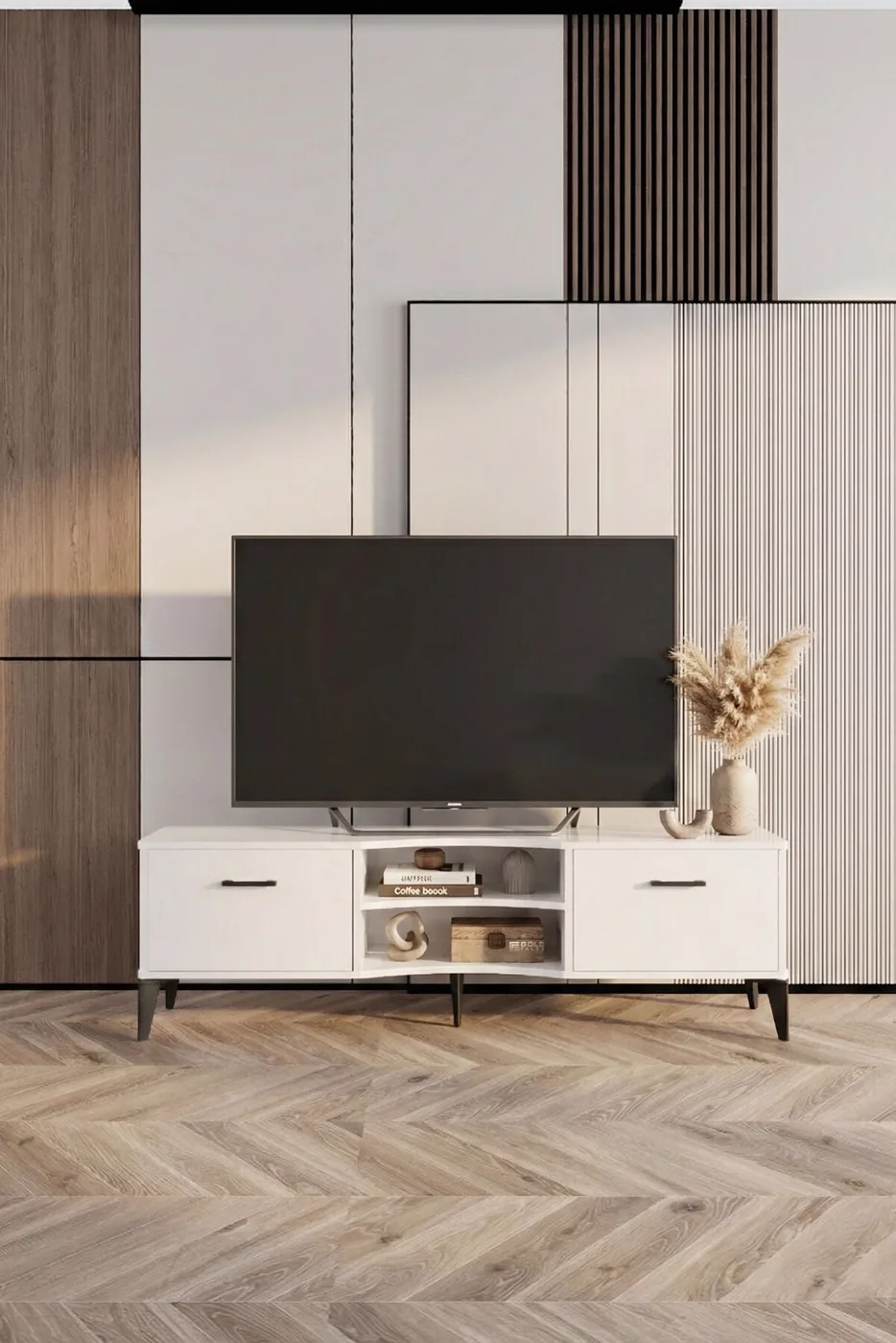 Vera TV Sehpası Suntalam Beyaz 160x35 cm