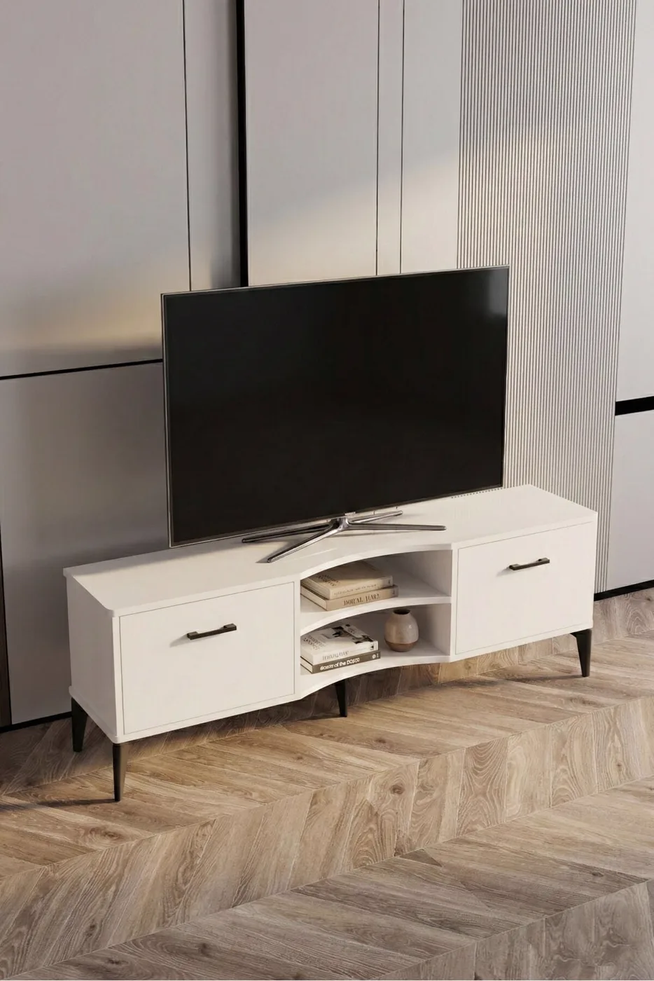 Vera TV Sehpası Suntalam Beyaz 160x35 cm