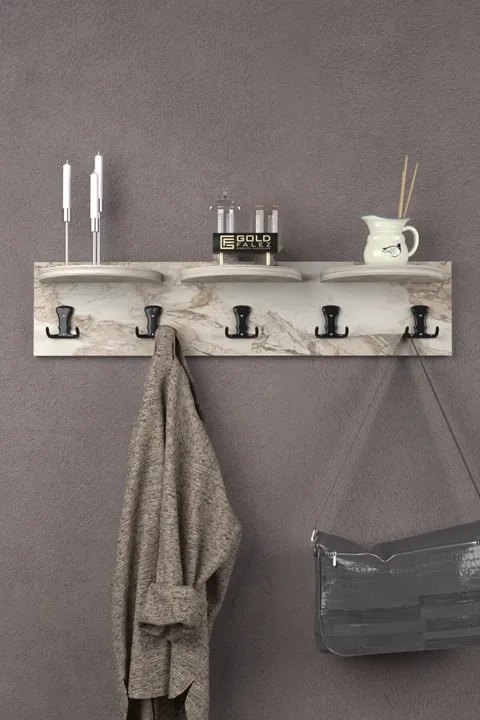 MD Efes White Scandinavian Wall-Mounted Coat Rack