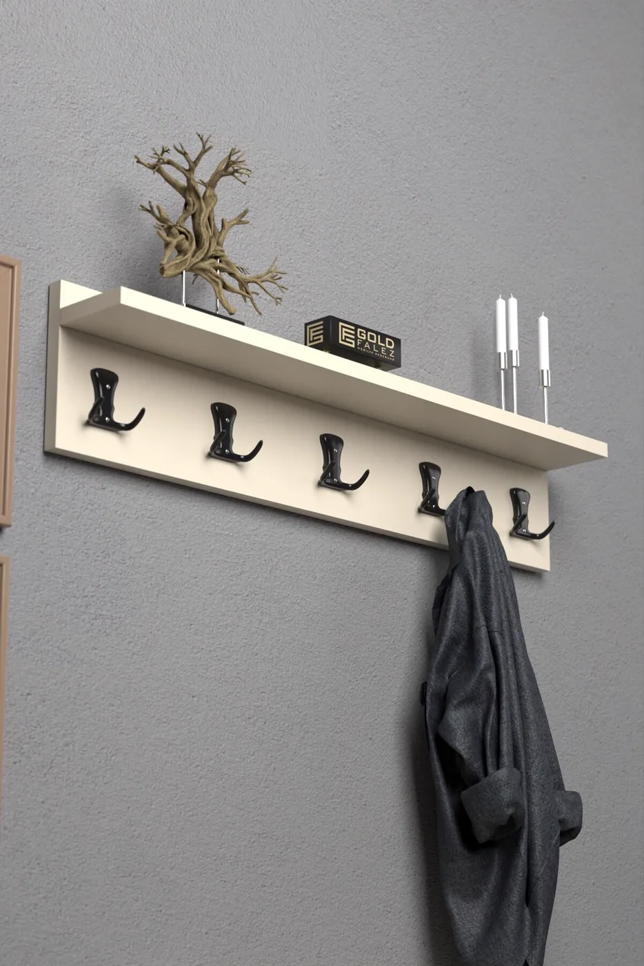MD Wall Hanger Coat Rack Ecru 80