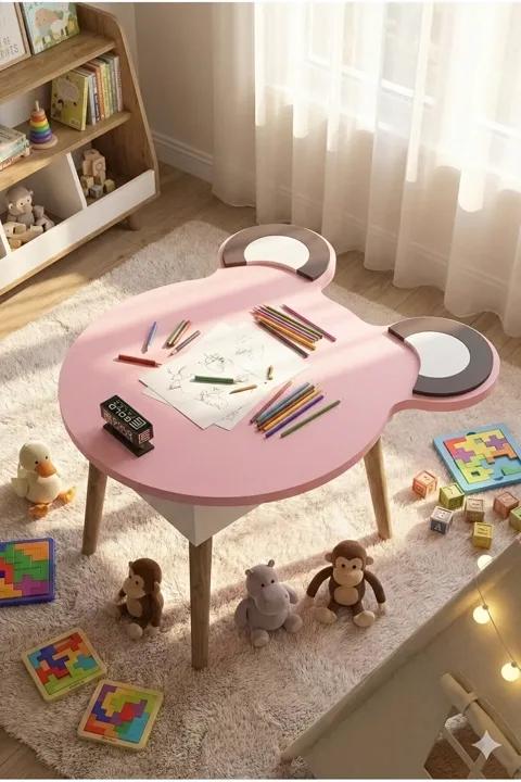 MD Happy Face Children's Table Pink