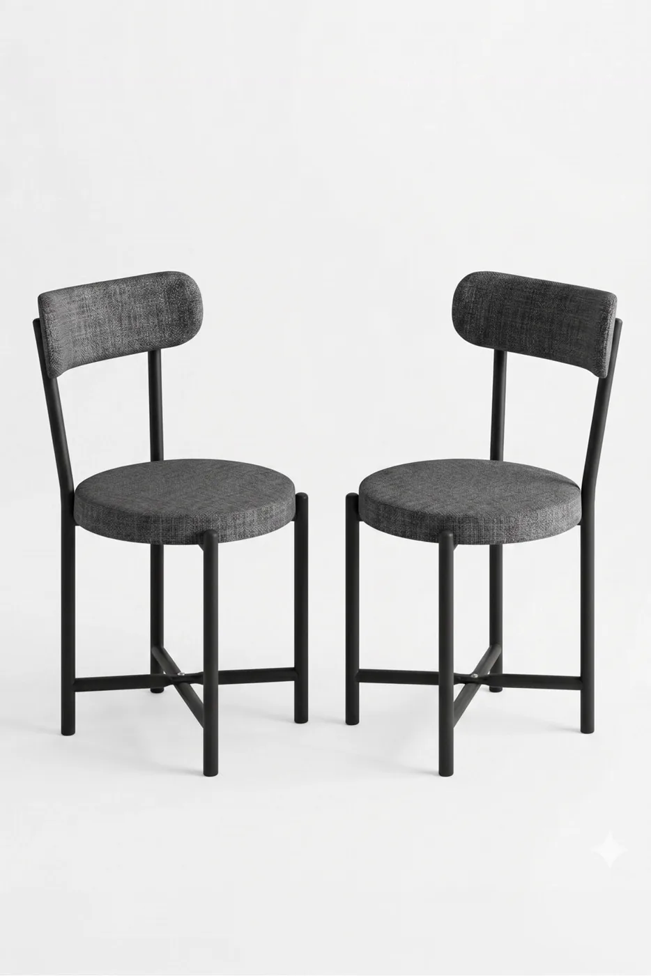 Teddy 9813 Chair 2-Piece Linen Fabric Metal Legs Modern Kitchen Chair Cafe Balcony Office Anthracite
