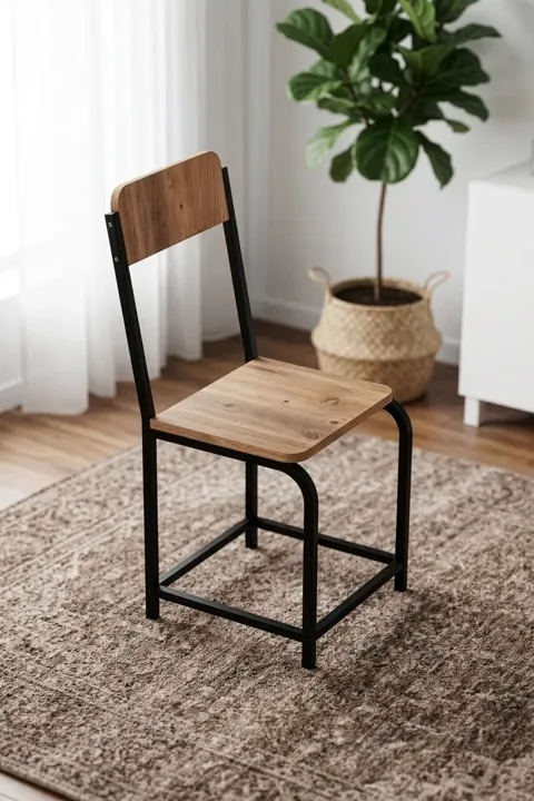 MD Minor Metal Leg Chair Melamine-faced Chipboard Brown