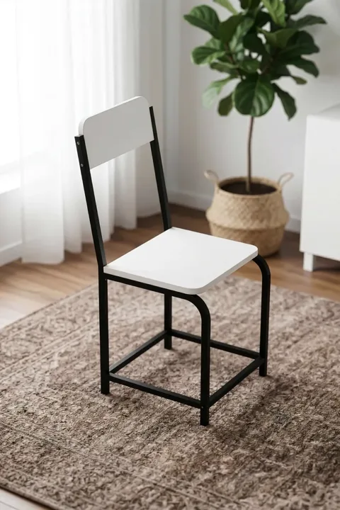 MD Minor Metal Leg Chair Melamine-faced Chipboard White