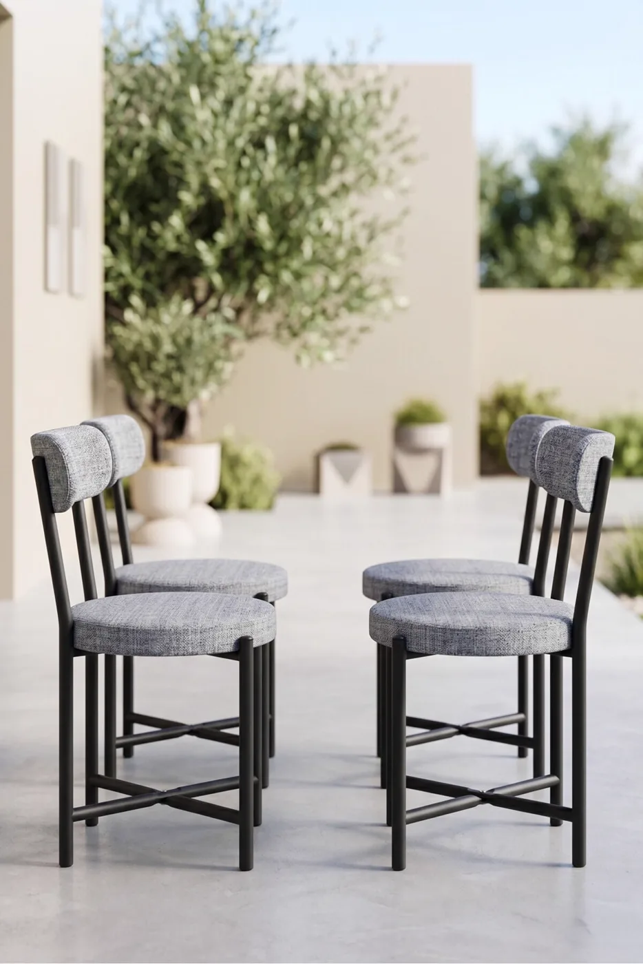 MD Teddy Metal Chair Linen Grey 4-Piece