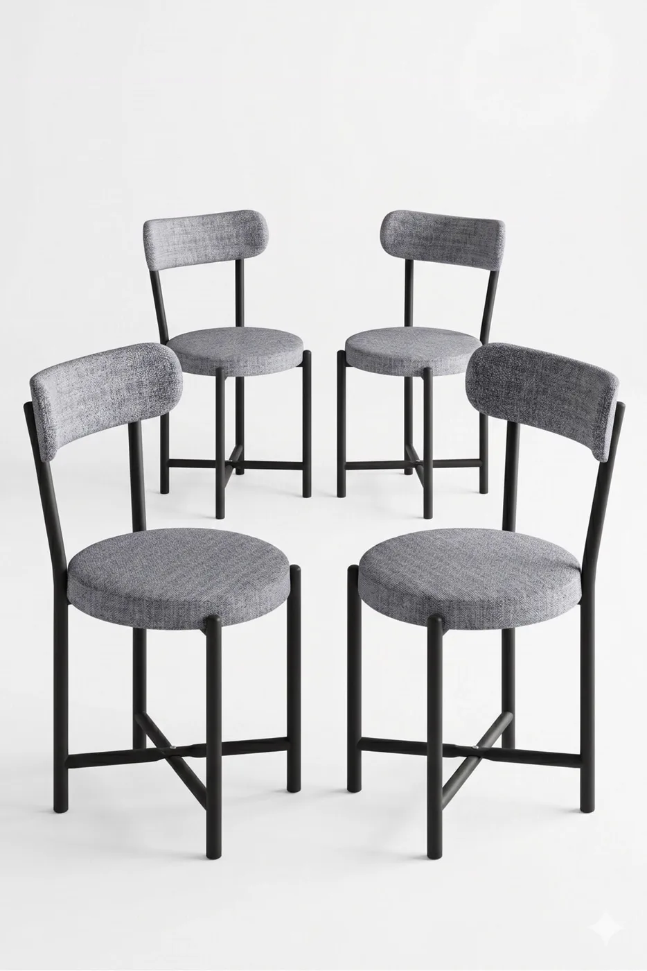 MD Teddy Metal Chair Linen Grey 4-Piece