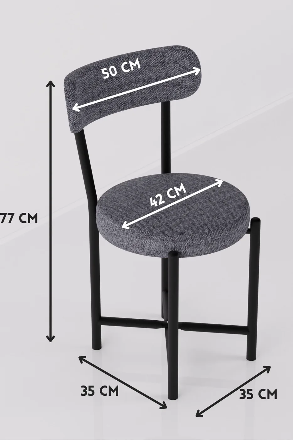 MD Teddy Metal Chair Linen Grey 4-Piece