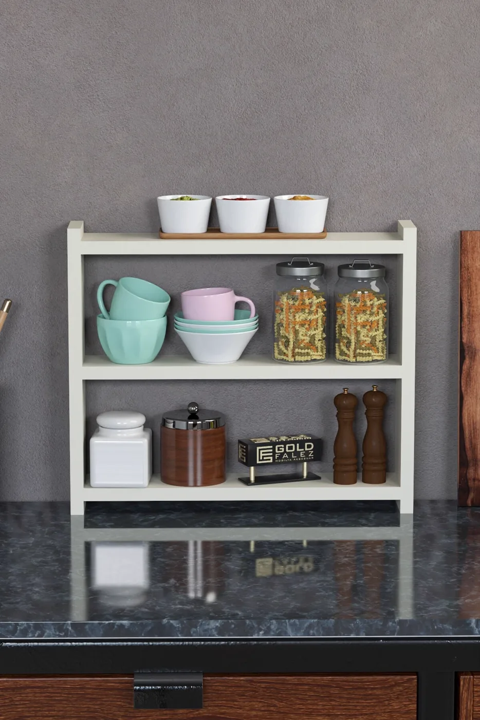 MD 3-Tier Countertop Organiser Cream Beige